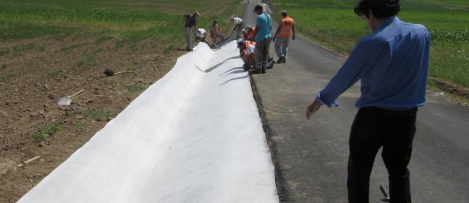 Vala a cobertura Rolls da areia do cimento de Ling com reforço da fibra de vidro e de Geogrid 2