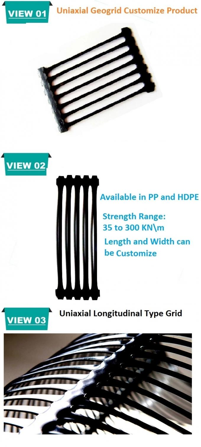 Geogrelha uniaxial do HDPE para o reforço do muro de arrimo e da inclinação de 60KN/M a 300KN/M 0